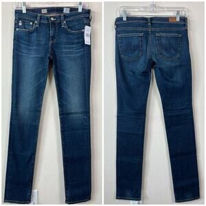 NWT AG ADRIANO GOLDSCHMIED Aubrey Skinny Stretch Straight Slim Blue Jeans Sz 27R
